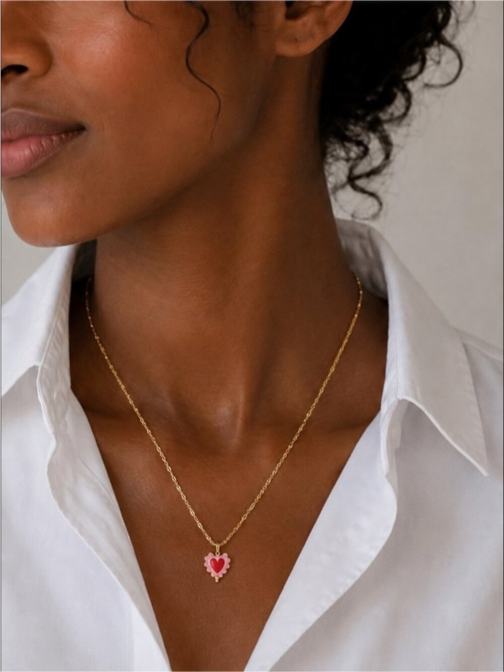 3/$30 New! Y2K Colorful Pink Heart Charm Necklace NWOT 1052